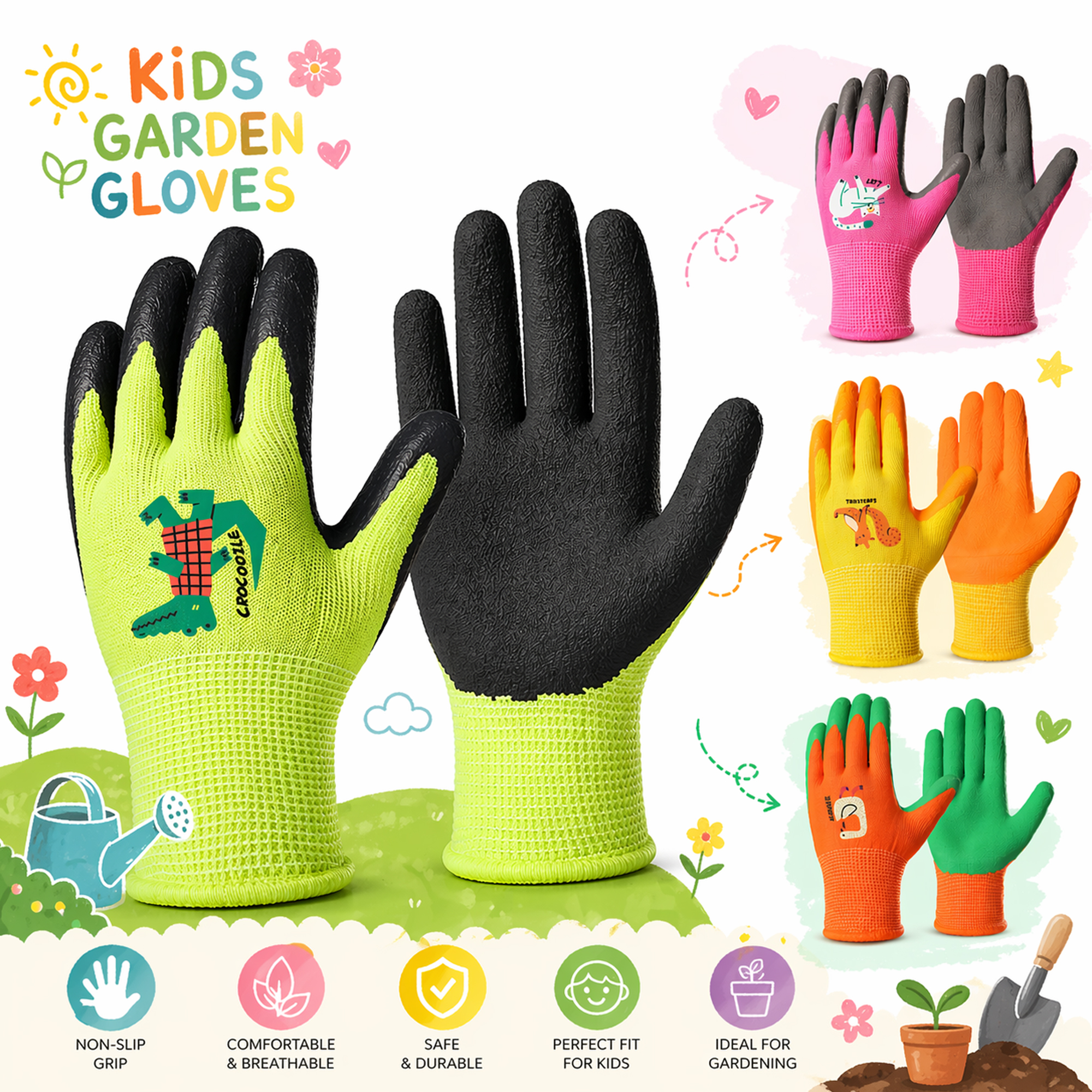 Gardening Tools For Beginners - 4 Pairs Kids Gardening Gloves Latex